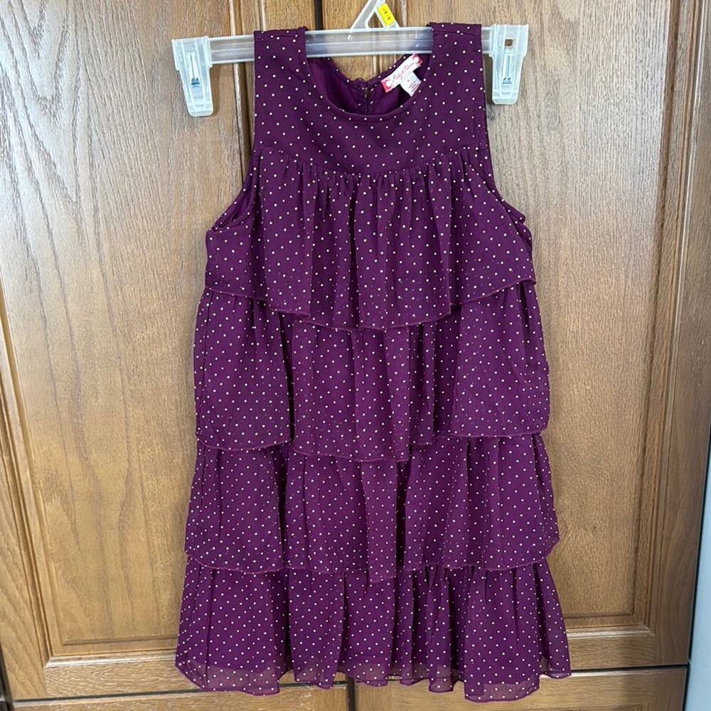 Purple Polka Dot Tiered Kids Dress